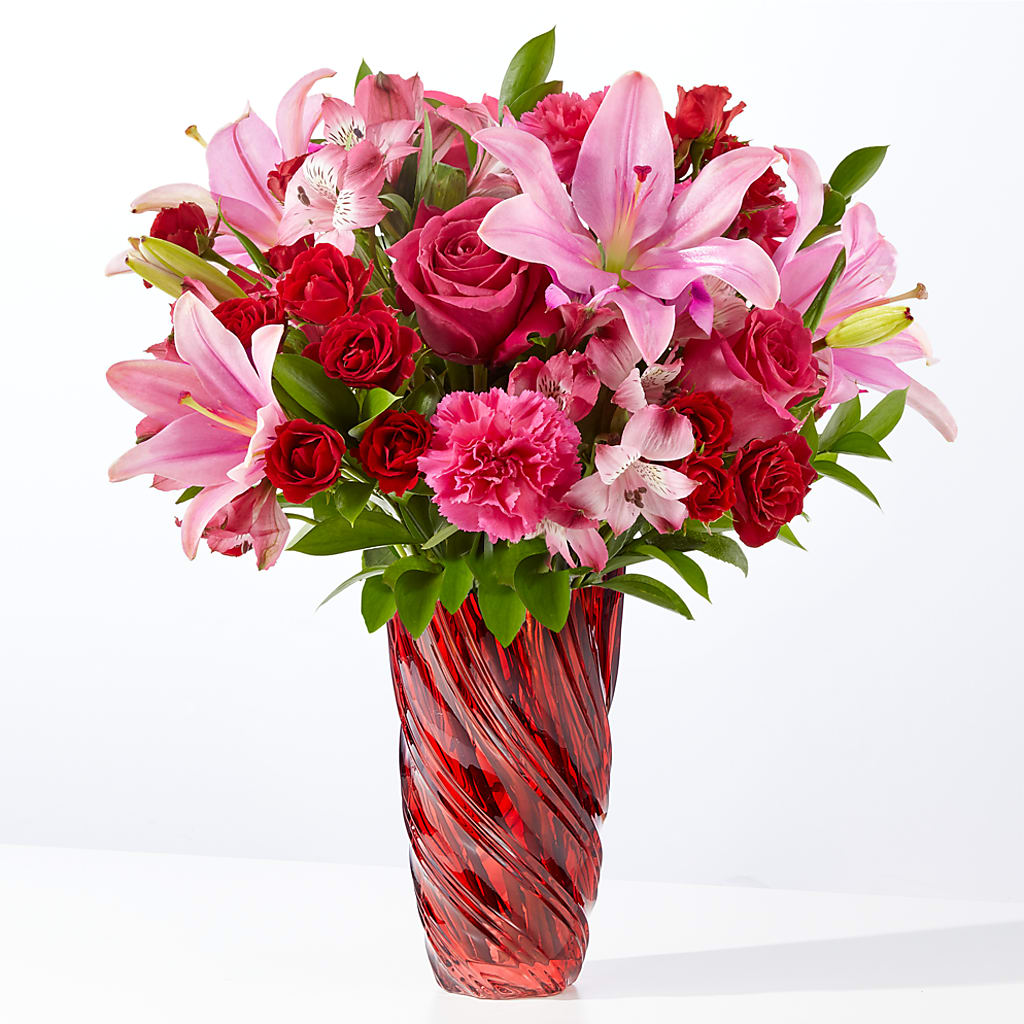 In Love Bouquet with Luxe Swirl Vase – Olas Flower, Bothell WA