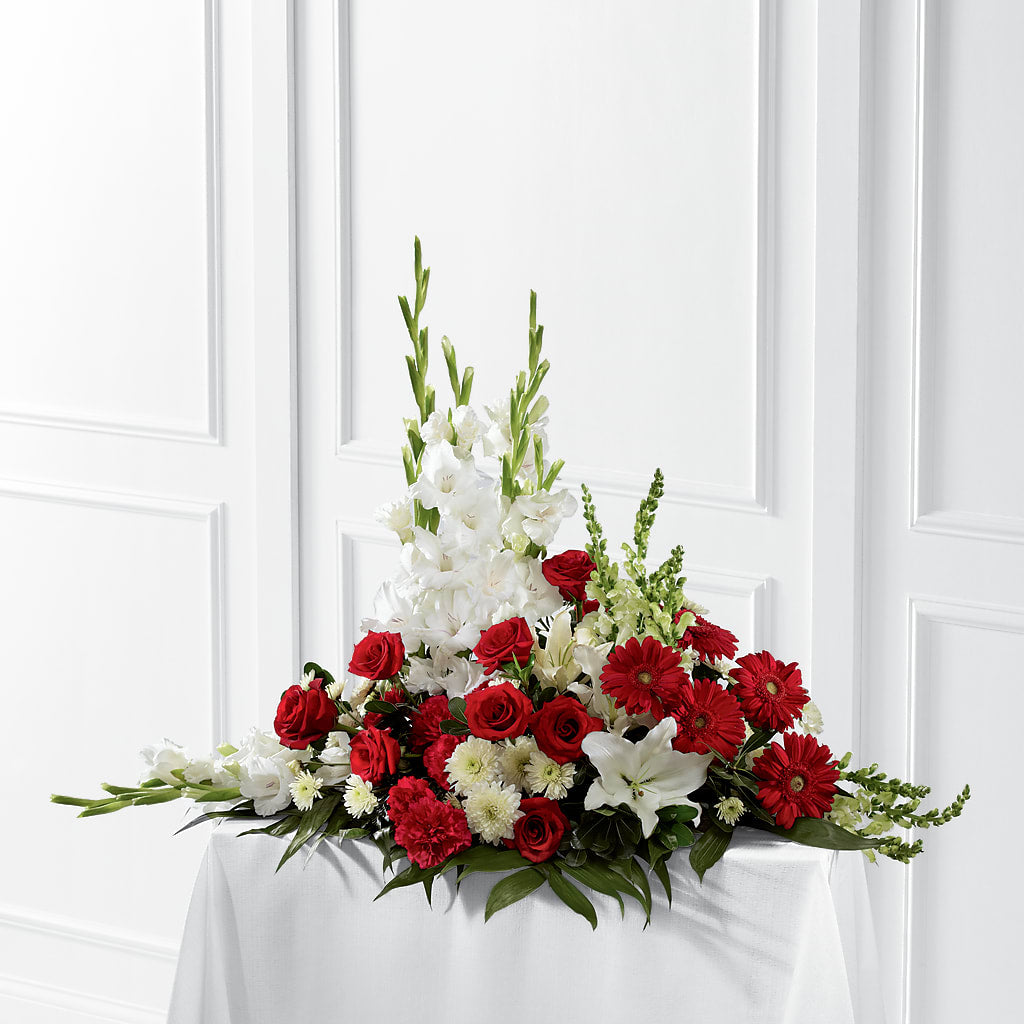 Crimson & White Arrangement – Olas Flower, Bothell WA