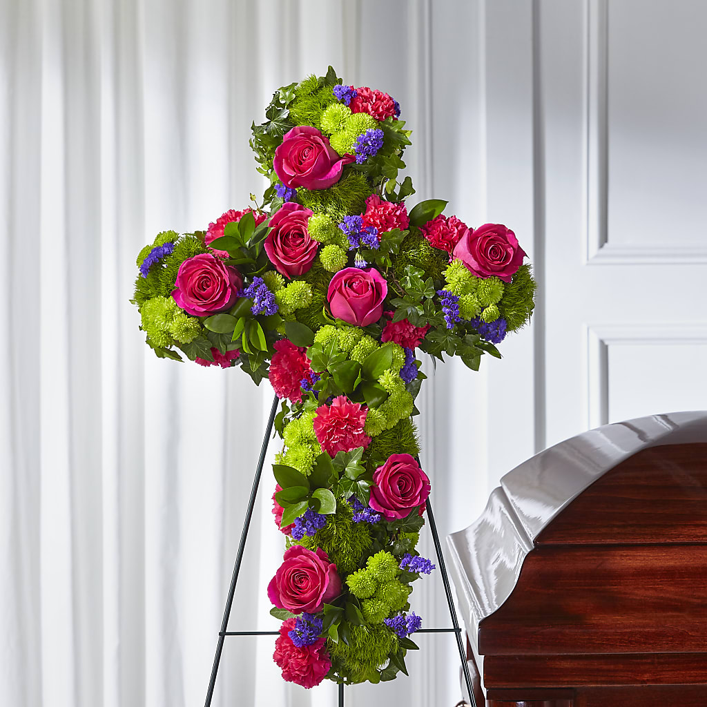 Tribute Rose Floral Cross – Olas Flower, Bothell WA