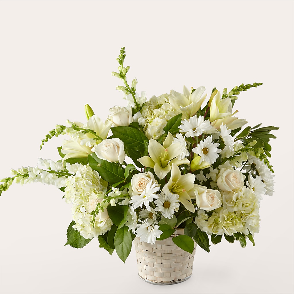 Ivory Elegance Floral Basket – Olas Flower, Bothell WA