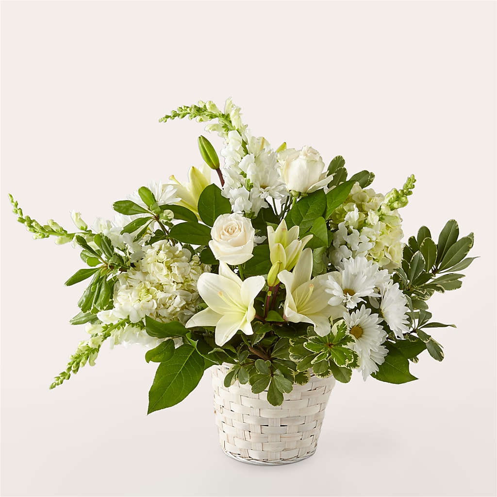 Ivory Elegance Floral Basket – Olas Flower, Bothell WA