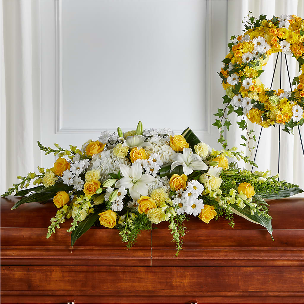 Golden Harmony Casket Spray – Olas Flower, Bothell WA