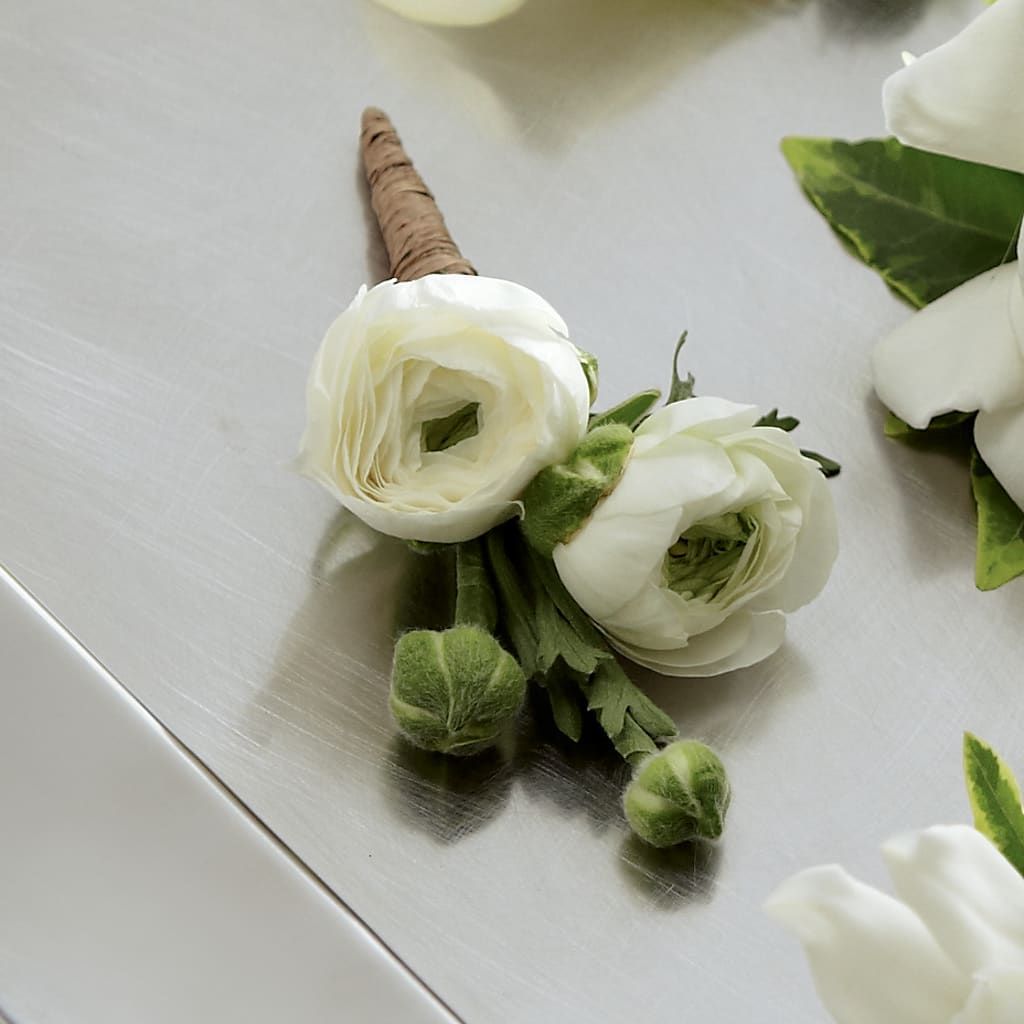 White Ranunculus Boutonniere – Olas Flower, Bothell WA