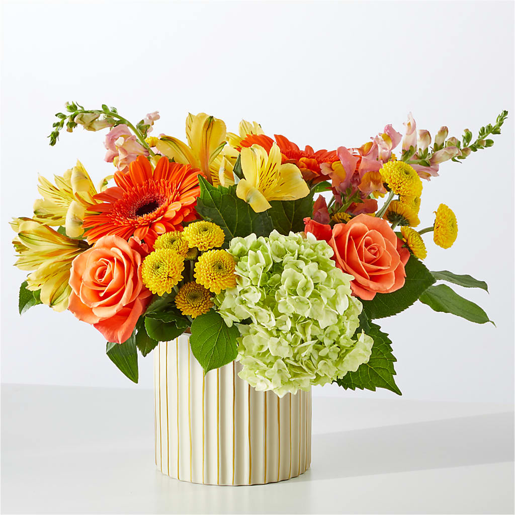 Autumn Sunshine Bouquet with Ivory Vase –  Olas Flower, Bothell WA