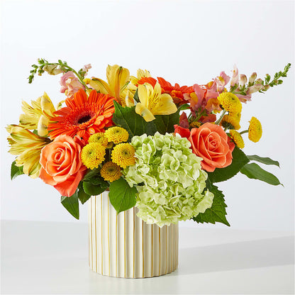 Autumn Sunshine Bouquet with Ivory Vase –  Olas Flower, Bothell WA