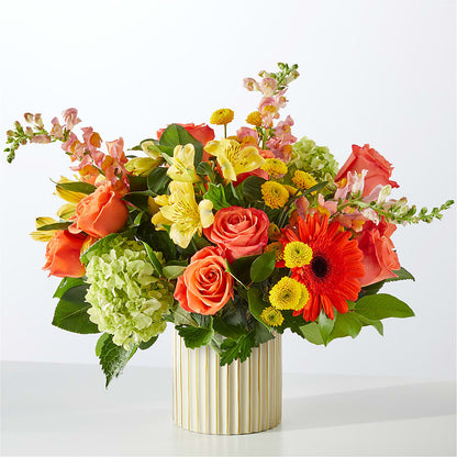 Autumn Sunshine Bouquet with Ivory Vase –  Olas Flower, Bothell WA