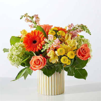 Autumn Sunshine Bouquet with Ivory Vase –  Olas Flower, Bothell WA