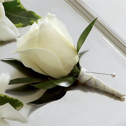 White Rose Boutonniere –  Olas Flower, Bothell WA
