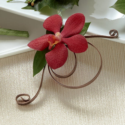 Red Mokara Boutonniere –  Olas Flower, Bothell WA